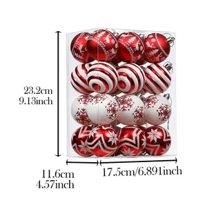 Factory Supply Hand Painting Plastic Ball Best Selling Popular Style Paint White And Red Christmas Decor Ornaments