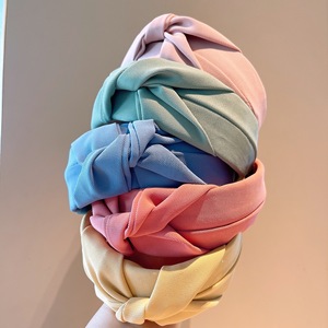 Usine vente chaude Top qualité élégant bandeau cheveux accessoires pur coloré Extra large tissu noeud bandeau pour les femmes - Product Image 3