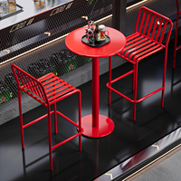 Table haute en fer de style industriel, terrasses extérieures, cafés en plein air, salons de thé, ensembles de tables et de chaises de bar créatives, balcons