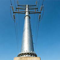 Poteaux de lignes électriques aériennes octogonaux en acier galvanisé pour la transmission électrique, 8m, 10m, 12m, 15m, 18m, 21m, 24m