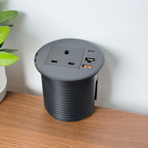 Prise encastrée ronde 80 mm avec module à point de faiblesse 1AC (CA) + USB-A + USB-C + 1 interface réseau - Product Image 2
