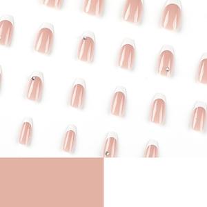 12 faux ongles en acrylique style français romantique, demi-couverture, forme amande, press-on, couleur bonbon, pour doigts - Product Image 4