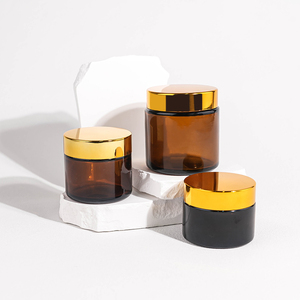 30 ml 50 ml 60 ml 100 ml mỹ phẩm chai Jar hổ phách lọ thủy tinh với nắp vàng cho mặt kem bao bì - Product Image 4