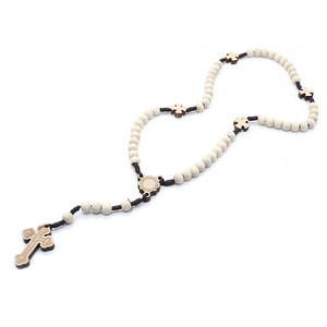 Collier de prière en bois avec croix, style vintage, unisexe, bijoux - Product Image 3