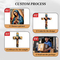 Pendentif Croix de Jésus en Gros, Collier Religieux Catholique avec Photo en Résine à l'Intérieur, Cadeau pour les Croyants, Vente en Gros