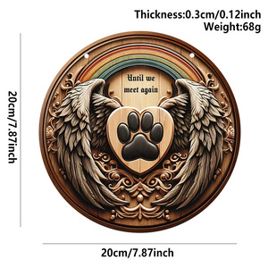 Spot Pet Wings, Paw Prints, Circular Logo, Welcome Door Number, Home Living Room, Wall Hanging, Wooden Slogan, Hanging Board - Product Image 6