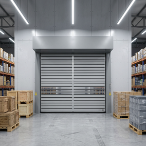 Portes sectionnelles industrielles modernes isolées à protection thermique, robustes, à ouverture rapide, en aluminium spiralé, pour - Product Image 1