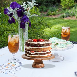 Acacia <b>Wood</b> <b>Cake</b> Stand with Dome Elegant Food Serving Platter for Weddings and Parties <b>Cake</b> Tools - Product Image 2