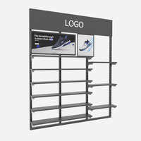 Présentoir mural modulaire multi-grilles pour chaussures, idéal pour les boutiques de marques de baskets et l'exposition de produits de chaussures de sport