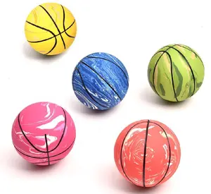 Wholesale Colorful 6cm Children Hollow Rubber Ball High Bounce Basketball Game Toy Ball