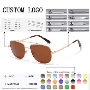 Unisex Full Rim Rectangle Metal Frame Sunglasses <b>Pilot</b> Style UV400 Protection Anti Blue Light for Outdoor Activities Adult - Product Image 2