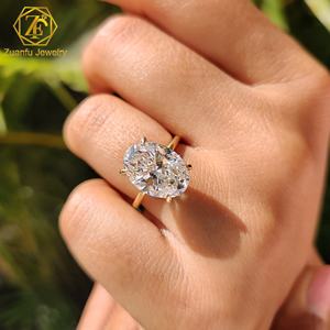 ラグジュアリーなラボグロウンダイヤモンドリング、オーバルカット、アイスアウト、VVSラボグロウンダイヤモンド、隠れたハロー、14金ゴールド、婚約指輪、3カラット - Product Image 3