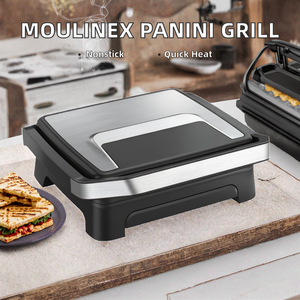 <span class=keywords><strong>Moulinex</strong></span> Inicio Panini Press Grill, Calentamiento Rápido 2000W, Placas Antiadherentes No Desmontables, Gran Superficie de Cocción, Para 4-6 Personas - Product Image 2