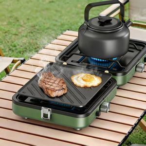 Fornello da Campeggio Portatile <span class=keywords><strong>a</strong></span> <span class=keywords><strong>Gas</strong></span> in Acciaio Inox Antivento <span class=keywords><strong>per</strong></span> Cucina all'Aperto Fornello da Campeggio <span class=keywords><strong>a</strong></span> Doppia Alimentazione Pieghevole <span class=keywords><strong>a</strong></span> 2 Fuochi - Product Image 1