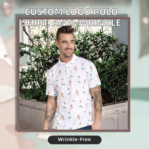 Custom Logo Embroidery Men's Casual Jersey for Shirt Combed Long <b>Staple</b> Jersey Cotton Solid Pattern Lapel Short Sleeve - Product Image 2