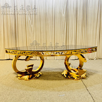 Table de mariage serpentine de luxe Table de salle à manger d'hôtel demi-lune en acier inoxydable doré