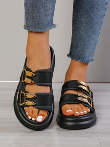 Women's Fashionable Elegant Thick-Soled Summer <b>Sandals</b> New <b>Fashion</b> Trend Open Beach Leisure for Slippers Versatile PVC - Product Image 3