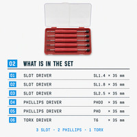 Jeu de tournevis de précision 6 pièces, embouts Phillips Torx, 35 mm, petit kit d'outils de réparation électronique avec étui