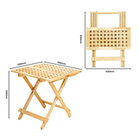 Table de patio pliante en bois massif résistante aux intempéries, table de repas portable d'extérieur avec plateau grillagé pour jardin