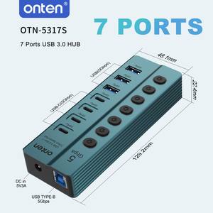Hub USB 3.0 à 7 ports USB-A USB3.2 Gen1*3 Adaptateur 5 Gbps avec interrupteur indépendant et indicateur en alliage d'aluminium - Product Image 5