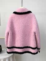 Manteau d'hiver chaud en laine de mouton pour femme, parka slim boutonnée, veste en peau de mouton contrastée pour fille, JT3305