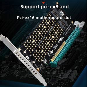 台式电脑主板PCIEX8双盘NVME <span class=keywords><strong>M</strong></span>.2 MKEY固态硬盘阵列扩展适配器卡主板PCIE拆分卡 - Product Image 4