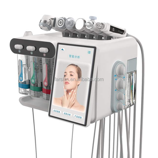 Portable 8 in 1 Multi-function Hydra H2O2 Deep Cleaning Small Bubble Machine for Skin Care Pore Cleansing With Skin Analysis