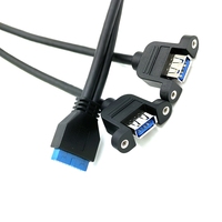 Kabel Adaptor Header IDC 20-Pin Internal Motherboard Panel Mount Tipe-A Female Dual USB 3.0 untuk Pengisian Cepat 3A pada Komputer, Berlapis Timah