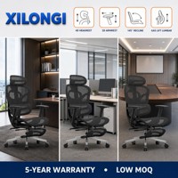 Chaise de bureau ergonomique de luxe à dossier haut en maille, pivotante, avec accoudoirs 3D