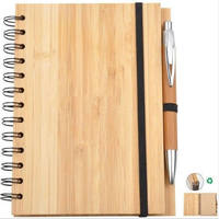 Cahier A5 personnalisé et stylo coffret cadeau couverture écologique en bambou spiralé recyclé avec logo personnalisé