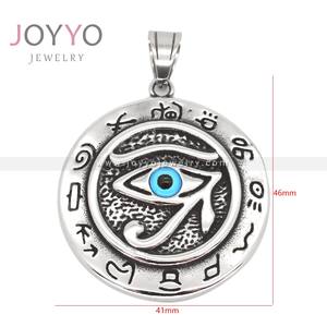Colgante egipcio Vintage de plata de acero inoxidable, colgante de <span class=keywords><strong>ojo</strong></span> de Ammon hueco, colgante de <span class=keywords><strong>amuleto</strong></span> de <span class=keywords><strong>Ojo</strong></span> Azul vikingo nórdico de <span class=keywords><strong>Horus</strong></span> - Product Image 6