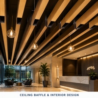 Plafond à lamelles en aluminium extrudé noir mat et argenté, profil en U, pour centre commercial - Vente chaude