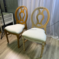 Chaise de banquet de mariage de luxe lisse à dossier rond, chaise Louis en plastique détachable pour l'hôtellerie et la restauration