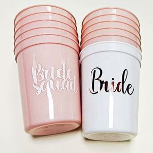 OEM Bridal Shower Bachelorette Party Supplies 16oz Disposable Reusable Bride Squad Cup Wine <b>Glasses</b> with Letter Paper Straw - Product Image 4