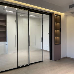 Puertas corredizas de vidrio de aluminio motorizadas para el hogar inteligente con sistema antipellizco de control de voz AI para dormitorios de interiores de villas modernas - Product Image 6