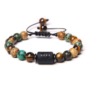 Pulsera de Piedras Naturales Tejidas de la <span class=keywords><strong>Amistad</strong></span> de las Constelaciones, Ojo de Tigre Africano, Pino de Doce, Elástica, Unisex, Regalo, Brazaletes Religiosos - Product Image 3