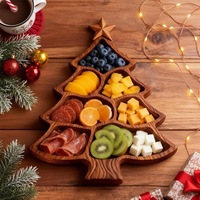 Nieuwe aanwinst: houten dienblad voor kerstboom, voor snacks, snoep, fruit, koekjes, houten bord voor kerstfeest, huisdecoratie