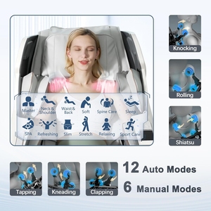 Fauteuil de massage zéro gravité, inclinable pour tout le corps, avec chauffage, haut-parleur Bluetooth, airbags, écran tactile, support pour téléphone, rouleau pour les pieds - Product Image 4