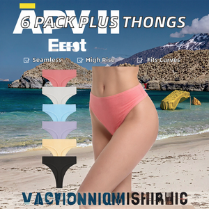 GAREDOB Confezione da <span class=keywords><strong>6</strong></span> Slip Donna Estivi in Cotone a Costine, Vita Alta, Senza Cuciture, Taglie Forti, Invisibili - Product Image 2