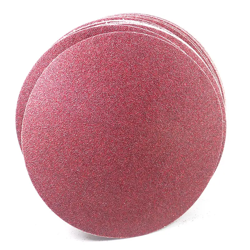 Round Merah Amplas 8-Inch Perekat Diri Brushed Berkelompok Amplas Digunakan untuk Polishing dan Amplas Mobil Logam dan Kayu