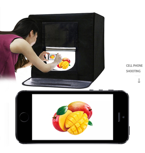 Mini Offre Spéciale 40cm X 40cm X 40cm LED Anneau Lightbox Photo <span class=keywords><strong>Studio</strong></span> Accessoires avec Noir et 12 Décors de Couleur pour Tente de Tir - Product Image 4