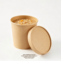 Bol à soupe jetable en papier kraft biodégradable à paroi simple, design personnalisé, pour emballage de petit-déjeuner à emporter