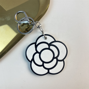 Black Floral Cartoon <b>Slide</b> Cover <b>Small</b> Mirror Pendant Key Chain Acrylic Round Mirror Keyring Durable Eco-Friendly Fashion - Product Image 3