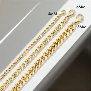 Großhandel Frauen Herren personal isierte 18 Karat Gold Link Armband Edelstahl 4MM/6MM/8MM kubanische Kette Armband für Frauen