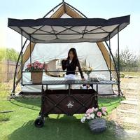 Grand chariot utilitaire pliable et portable pour le camping et la vente ambulante, chariot de rangement pliable pour l'extérieur