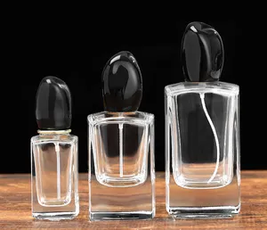 Logo kustom 30 ml 50 ml 100 ml Flacon De Parfum bening botol Parfum Cilincilindico dengan FEA hitam 15 topi