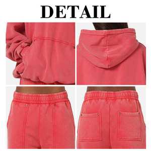 Custom Logo Unisex Oversized Hoodie <b>Set</b> Acid Wash 2 Piece Hoodie and Pants Streetwear Tracksuit Factory Wholesale - Product Image 6