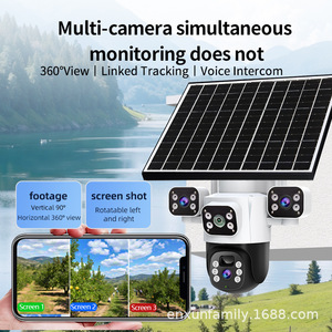 Solar Powered Camera 3 Lens 6MP Full Color Night Vision Outdoor Waterproof Voice Intercom Surveillance Device - Product Image 1