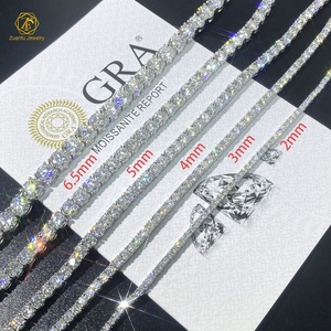 Bracelet Tennis en Argent Sterling 925 avec Moissanite VVS, Or Blanc, 2mm 3mm 4mm 5mm, pour Femme et Homme, Bijoux Fins, Cadeaux, Diamant de Laboratoire GRA - Product Image 1