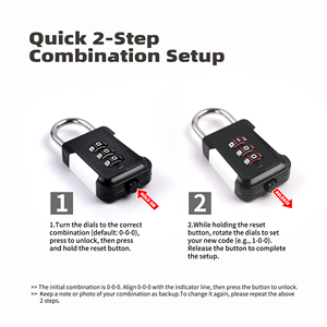 Serrure de casier combinée, petit cadenas à combinaison, serrure à combinaison à 3 chiffres pour bagages de voyage, valise, fermeture éclair, casier de gym, école, 03HP - Product Image 3